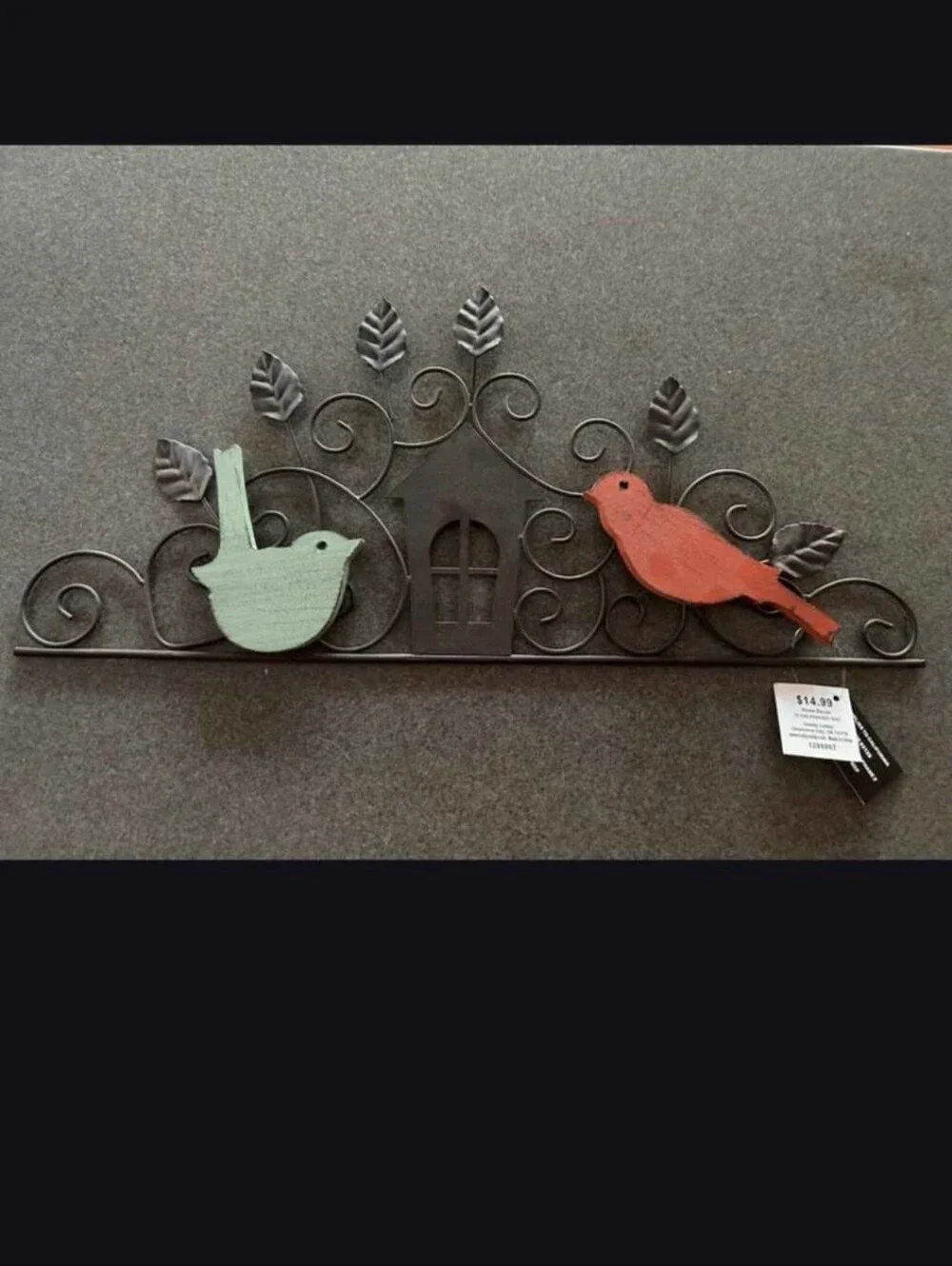 Small Decorative Bird Wall Plaque in Green and Red